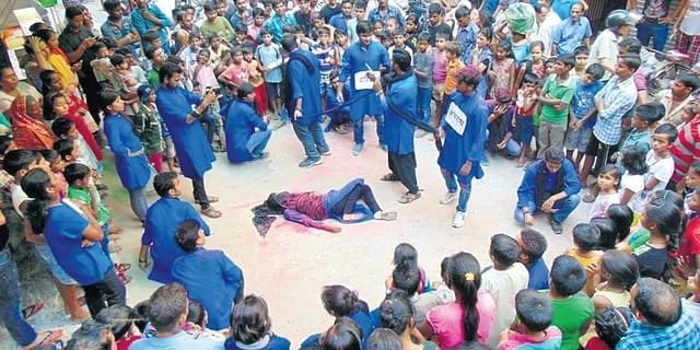 A still from a Nukkad Natak