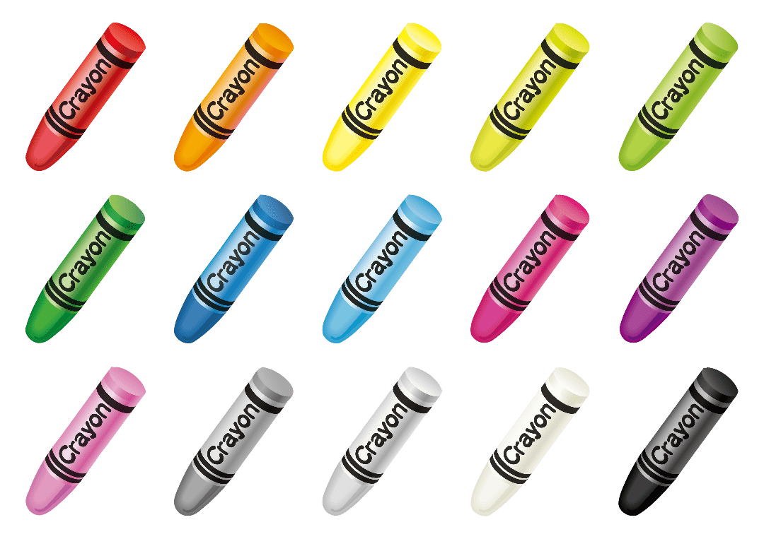 Set of colorful wax crayons.Color name and vocabulary for learning