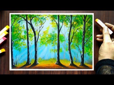 Oil Pastel Tree Artwork  Oil Pastel Drawing for Beginners Step by Step 